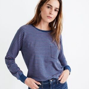 Madewell blue and pink stripe pullover shirt sz L